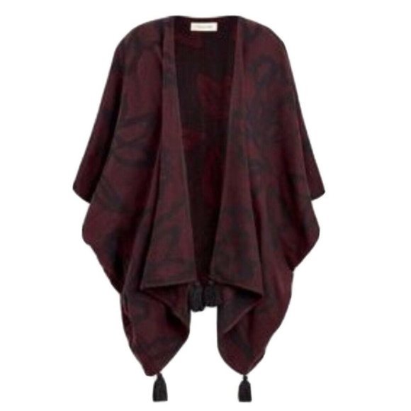 Cleobella Sevigny Leaf Shawl in Bordeaux & Black - Picture 2 of 10